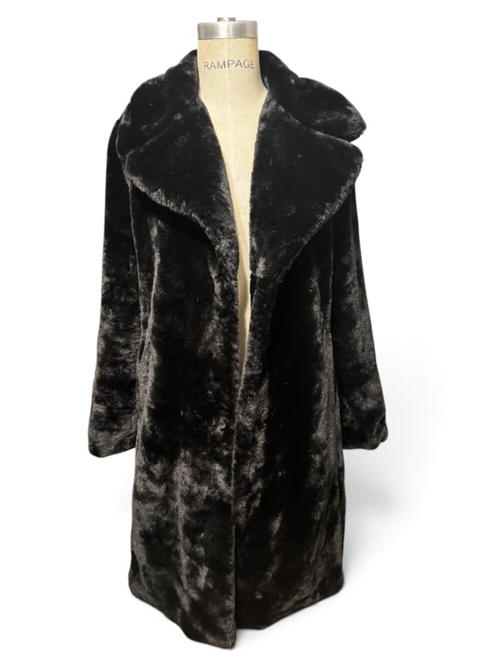 Avec Les Filles Black Faux Fur Coat Small NWT Oversized Teddy Statement Jacket - Picture 2 of 5